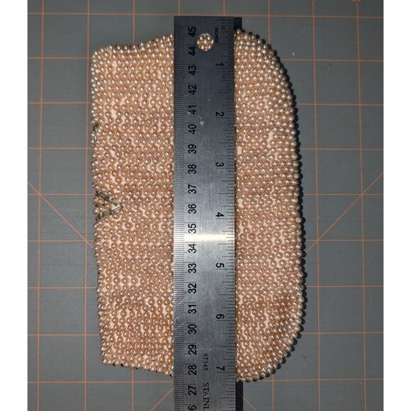 Vintage Pearl Beaded Clutch Floral Design made in Japan 4x7 Inches - Picture 11 of 11